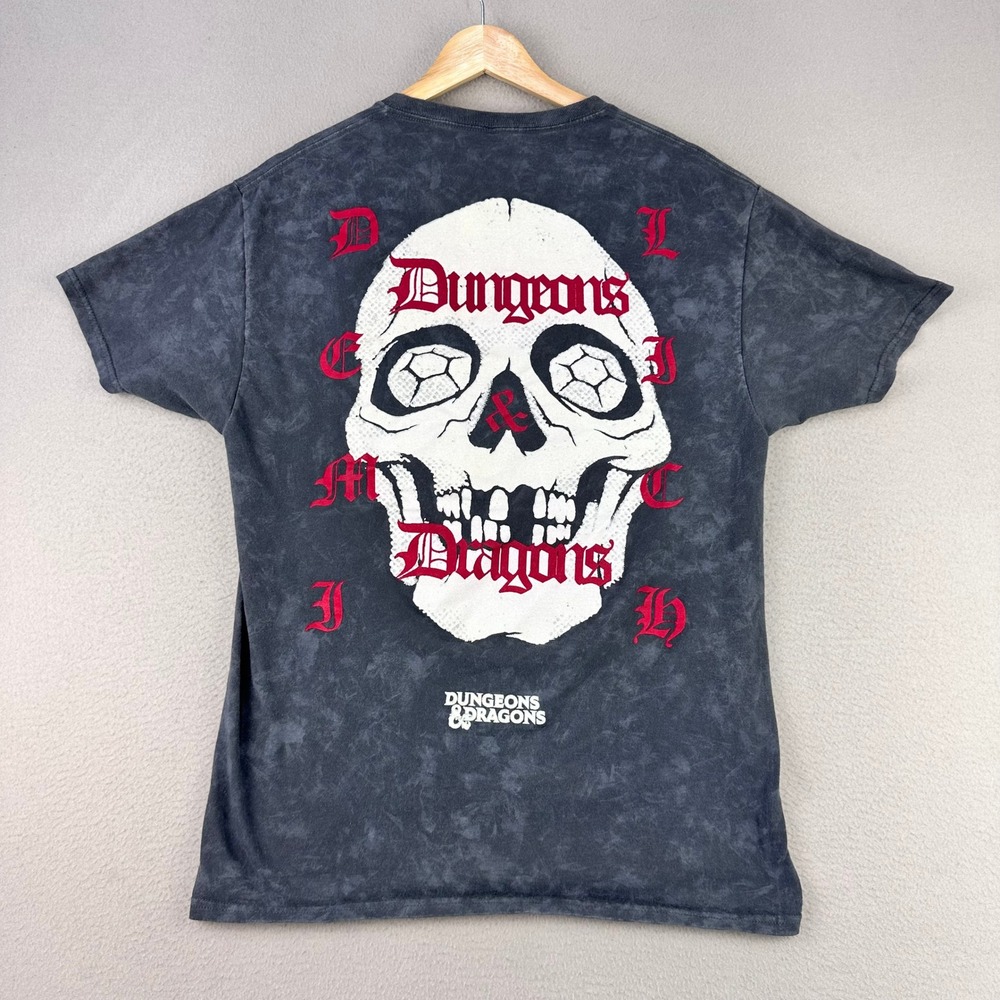 Dungeons & Dragons T-Shirt Mens Medium Black Acid Wash Skull Graphic Cotton Tee